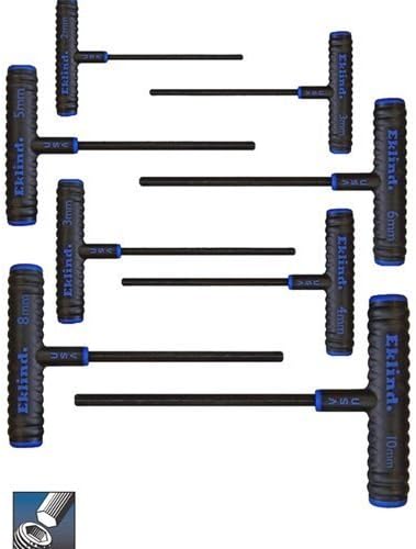 Eklind 8 pc 6 Inch Series Power-T Handle Hex Key Set, 2mm - 10mm