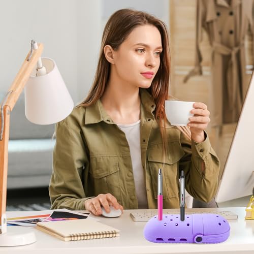 Image of elephtree Funny Shoes Shaped Silicone Pencil Holder for Teacher Appreciation Gifts Adult Pencil Storage Organizer Cute Desktop Pen case Creative Stationery Storage for Office Classroom Home (Purple)