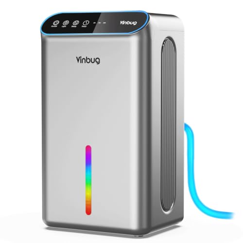 Image of Dehumidifier for Home (98 OZ, 1000 sq ft), Small Quiet Dehumidifiers with Drain Hose, Auto Shut-Off, Sleep Mode, 3 Timer Modes, for Bedroom, Bathroom, Basement (CT6-Grey)