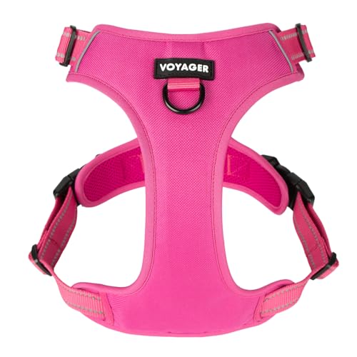 Image of Voyager Dual Attachment No Pull Harness - Fuchsia, X-Small | 13 - 16 inch in Chest, No Pull Dog Harness, Fully Adjustable, 3M Reflective Technology, Front & Back D-Rings, Walking & Training
