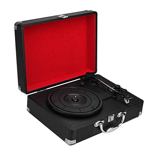 Tourne-Disque rétro à Trois Vitesses avec Haut-parleurs stéréo intégrés, Prend en Charge la Sortie USB/RCA/Prise Casque / MP3 / téléphones Portables (Couleur: Noir)