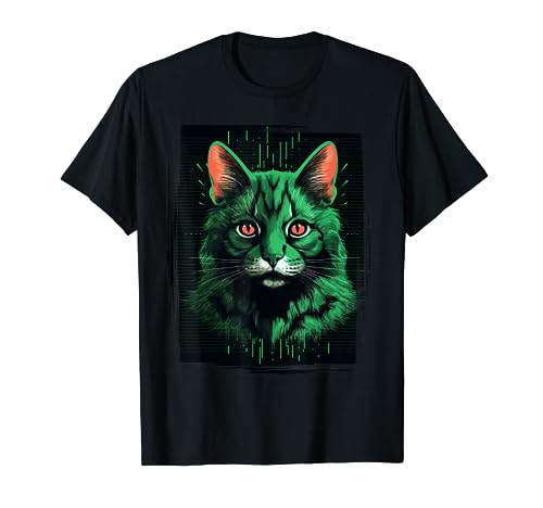 Fantasy Colored Cat Green Feline Animal Cute Cat T-Shirt