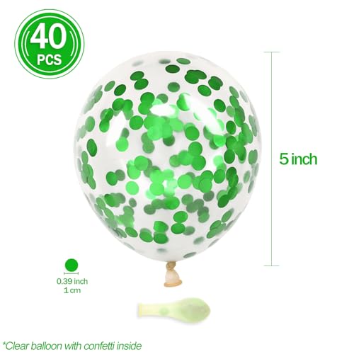 Image of Green Confetti Balloons, 40 Pcs 5 Inch Clear Balloons with Confetti Inside for Birthday Party Graduation Engagement Cake Topper Decor Bridal Shower Baby Shower Decoration Supplies