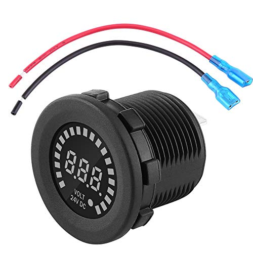 Keenso Voltmeter, Voltmeter, Universal-Tester für LED-Anzeige, Voltmeter, Panel DC 24 V, digital, für Motorrad und Auto, mit 15 cm