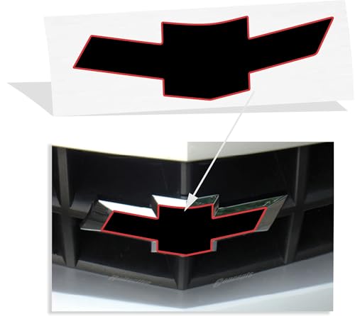 Front Bowtie Overlay Decal - 2010-2013 Camaro - (Color: Black with Red Outline)