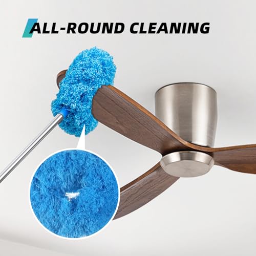Image of DRQ Ceiling Fan Cleaner, 2 Pack Reusable Microfiber Duster with Extension Rod, 13 to 48 Inch Fan Blade Cleaner, Removable Duster for Cleaning Walls