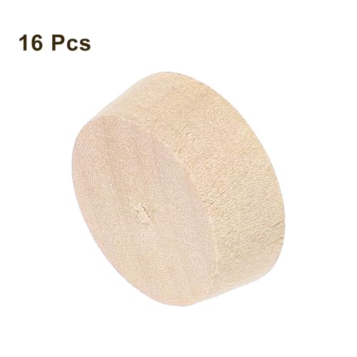 Image of uxcell 16Pcs Wood Button Plugs, 18.5mm /0.73 inch Flat Head Hardwood Screw Hole Plug Wooden Caps Buttons Wood Plug for Furniture Woodworking Craft Decor (20mm x 18.5mm)