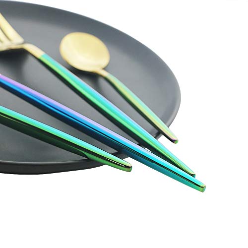 Ensemble de couverts en or 18/10 en acier inoxydable gris