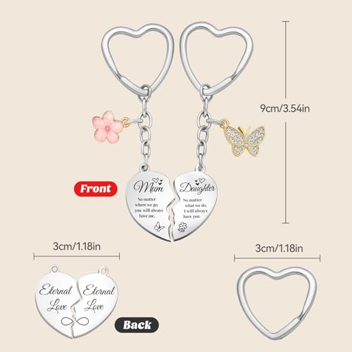 gift for Mum & Daughter Heart Matching Keyring Keychain Set - Perfect for Birthday, Mother's Day & Christmas - Image 2