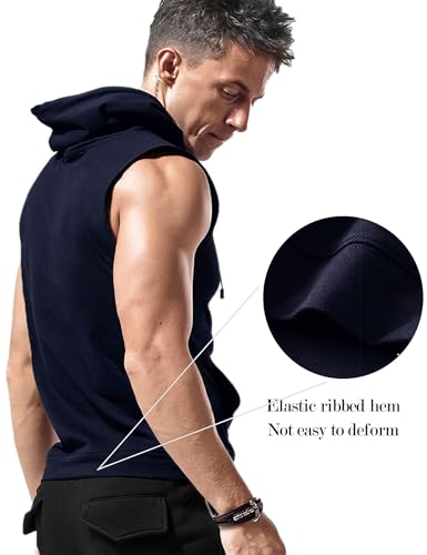 Image of Babioboa Men's Workout Hooded Tank Tops Sleeveless Gym Hoodies Bodybuilding Muscle Cut Off T-Shirts