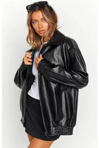 Women's Oversized Jackets 100% Lambskin Leather Plus Size Moto Biker 90s Outfit3