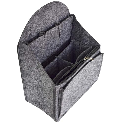 HyFanStr Taschenorganizer Rucksack, Backpack Organizer mit Reißverschlusstasche, Taschen Organisator für Rucksack Dunkelgrau - S