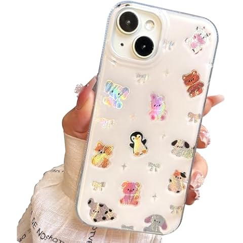 buccilly Compact Case for iPhone 14 Plus Zoos Design,Cute Trendy Soft Slim TPU Shockproof Protective Bumper Phone Cases Cover for Women Girls Aesthetic White Dog Adorable Cover