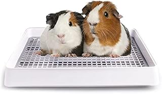Oncpcare Guinea Pig Litter Pan with Grate, Small Animal Litter Box for Cage, Bunny Restroom Litter Tray Toilet Potty Trainer for Ferret Chinchilla Rat