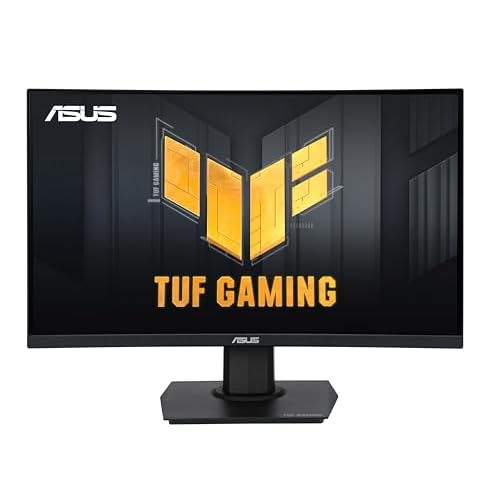 ASUS TUF Gaming 24” (23.6 inch viewable) Curved Monitor (VG24VQER) – FHD, 180Hz, 1ms, DCI-P3 90%, Extreme Low Motion Blur Sync, FreeSync, Shadow Boost, Eye Care, DisplayWidget Center, 3yr Warranty
