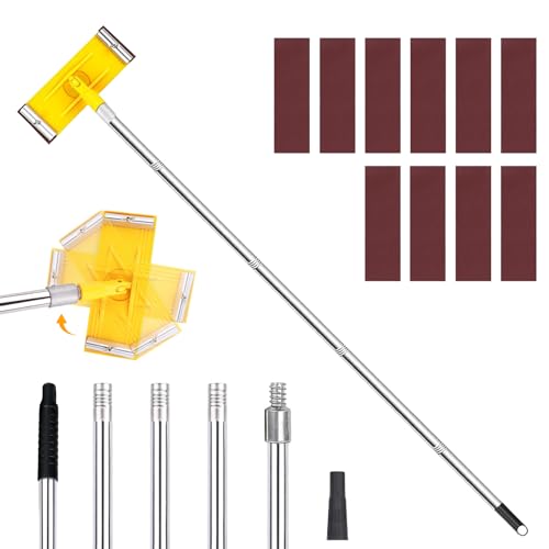 Drywall Pole Sander 78 Heavy Duty Sanding Pole 360 Swivel Head Dry Wall Sander with 10pcs Sanding Sheet for Fast Productive Floor Wall and Ceiling Sanding