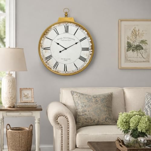 Oversized Vintage Wall Clock, 36 Inch Rustic...
