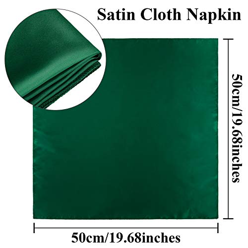 Aneco 12 Pieces Satin Napkin Square 20 X 20 Inches Dinner Napkins Weddings Party Napkin Soft Table Napkins For Romantic Weddings Party Dinner Decoration (Forest Green) #TOP1