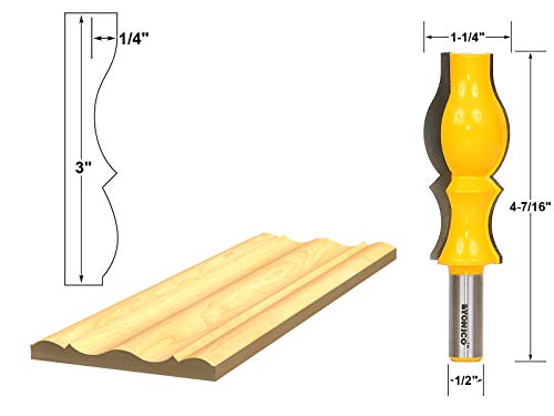 Yonico Crown Molding Router Bits Reversible 3-Inch 1/2-Inch Shank 16151 #TOP1