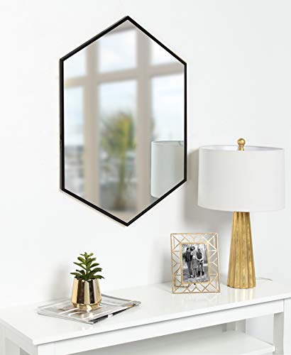 Kate And Laurel Mcneer Large Hexagon Metal Wall Mirror, 31X22, Black #TOP1