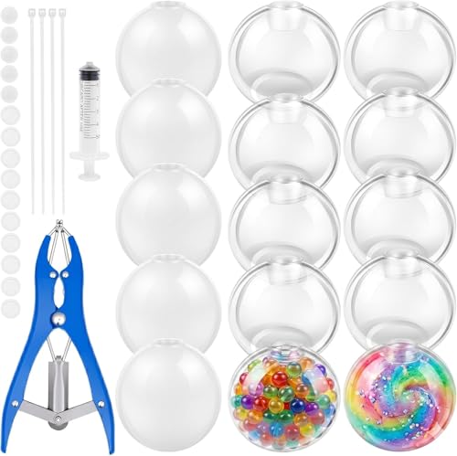 Tcwhniev DIY Stress Ball Making Kit - 15 Pcs Blank TPR Skins with Expander & Vacuum Tool | Complete Squishy Maker Kit for Adults Office Stress Relief, ASMR Sensory Toy, Handmade Gift for Anxiety