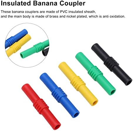 Bewinner 10Pcs Insulated 4mm Banana Plug Coupler, 5 Colors Banana Plug Socket Adapter, Female to Female Banana Socket Jack Connectors for 4mm Banana Plug Extension Adapters