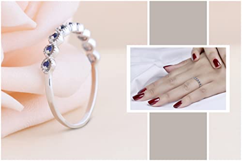 Dazzlingrock Collection Round Blue Sapphire 9 Stone Minimalist Stackable Wedding Ring for Women in 925 Sterling Silver2