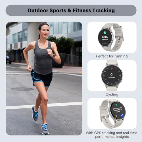 Smart Watch for Women, Built-in Alexa, GPS, HRV, VO2 Max, Blood Oxygen, Sleep & Stress Monitor, BT Calling, Compass, Altimeter, 1.32" AMOLED, Fitness & Women’s Health, Waterproof, iPhone Compatible