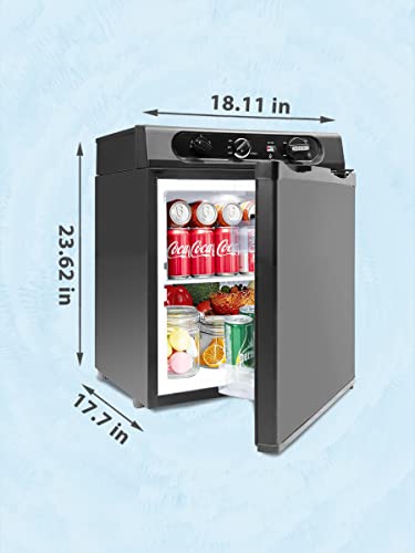 Techomey HSG-40B1U(A)-FBA-1 1.4 Cu.Ft Propane Refrigerator Off Grid, Camper Fridge, 12 V/110V/Lpg Compact Rv Refrigerator, 3 Way Gas Refrigerators thumb #3