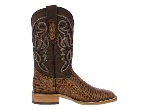 Texas Legacy Mens Honey Brown Cowboy Boots Teju Lizard Print Leather Square Toe2