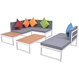 Festnight Set van 19 moderne hoekbanken en lage tafel, rechthoekig, met decoratieve kussens voor tuin, terras, balkon, zwembad voor buiten, van aluminium en WPC