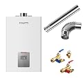 FOGATTI Propane Gas Tankless Water Heater, Indoor 4.0 GPM, 90,000 BTU Instant Hot Water Heater with Vent Pipe and Valve Kit Bundle