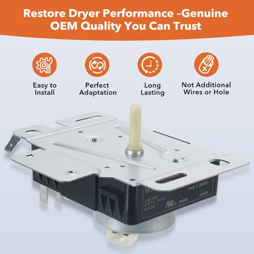 Image of W10745655 W10436308 Dryer Timer Replacement, Genuine OEM Quality, Replaces WPW10745655, W10857612, AP6003908, PS11731366, Fits Whirlpool, Maytag, Amana, Admiral, Roper Dryers, 2-Year Warranty