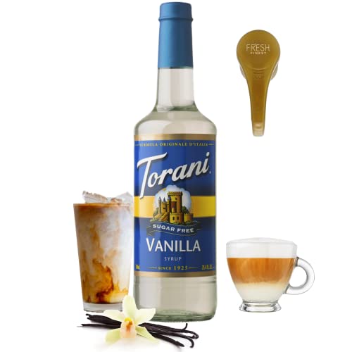 Torani Sugar Free Vanilla Syrup For Coffee 25.4 Ounces For Vanilla Flavored Coffee Torani Syrup With Fresh Finest Syrup Pump Dispenser #TOP4