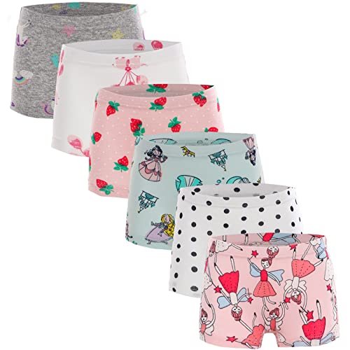 Kids Little Girls Underwear Toddler Baby 100% Cotton Soft Briefs Panties Cartoon Big Girls Undies 1-10 Years (Pack of 6)