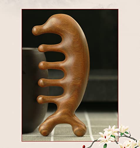 Saeeycue Authentic Green Sandalwood Comb Gua Sha Comb Scraping Scalp Massager Comb Head Massager Head, Neck, Hands And Legs (B) #TOP6