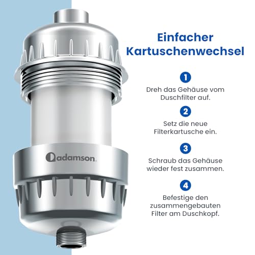Adamson Ersatzkartusche für Duschfilter – Kompatibel mit Adamson 36-Stufen Duschfilter – Einfache Installation – 6 Monate Nutzung – Nachfüllkartusche