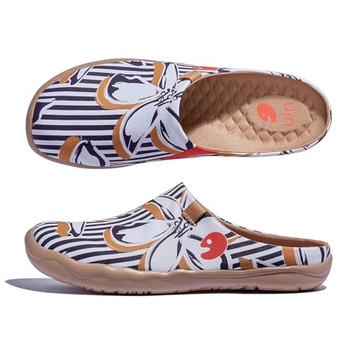 Image of UIN Slipper Woman Travel Art Painted Shoes Wide Toe Casual Home Slip On Mules Malaga