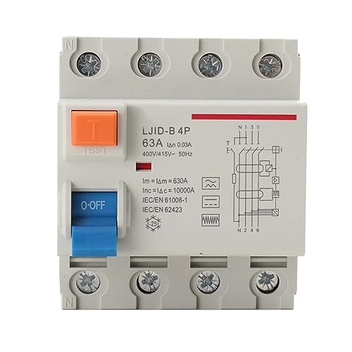Cozyel Fehlerstromschutzschalter/Fehlerstrom-Schutzschalter/FI Schutzschalter/FI-Schalter/RCD / 4-Polig / 63A / 30mA / Typ B Wallbox E-Auto Allstromsensitiv Schalter Automat Sicherung circuit breaker