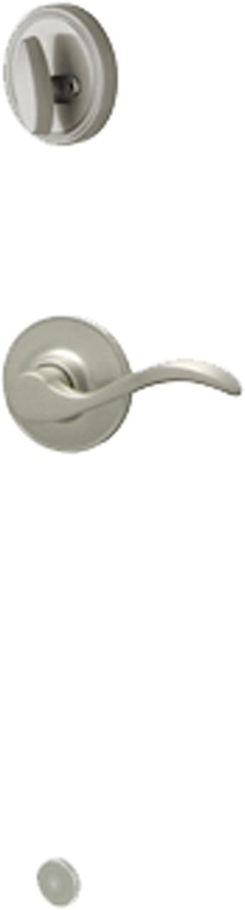 J-Series by Schlage Standard Interior Front Entry Handleset with Seville Door Lever, Interior Side Non-Keyed Thumbturn, Satin Nickel, JH59 SEV 619 LH