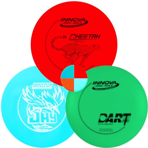 Innova Disc Golf DX 3 Disc Set | Driver, Midrange, Putter | Cheetah, Jay, Dart + G3T Blank top Mini, Mystery Color