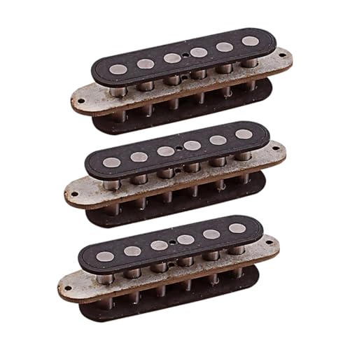 Toyvian 3個 シングルピックアップ 三つ ギターピック アコースティックギターのピックアップ エレキギターハムバッカー ギターパーツアクセサリー 応答ピックアップ 金属 Black