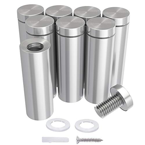 LuckIn 8-Pack Sign Standoff Screws 1/2 x 4 inch, Acrylic Standoff Mounting Hardware, Stainless Steel Standoffs for Glass Panel, Plexiglass Picture