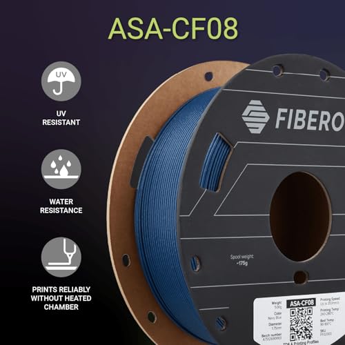 Image of Polymaker Fiberon ASA-CF08 Navy Blue Carbon Fiber 3D Printing Filament 1.75mm 0.5KG, UV & Weather Resistant, High Rigidity, Heat Resistant, Easy to Print, Functional Parts & Prototypes