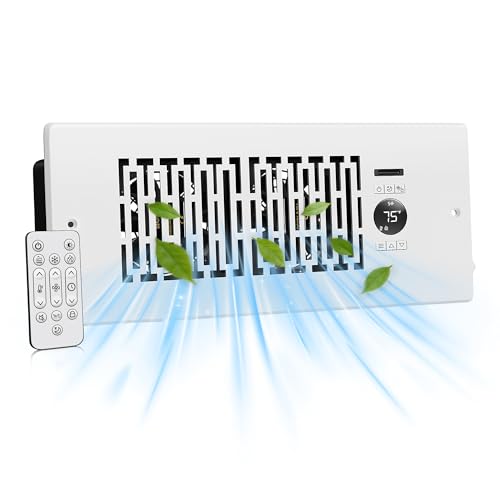 MOTCTQVD Smart Register Booster Fan for 4 x 12 Vents Thermostat Control Improves Heating/Cooling 10-Speed Quiet Vent Fan Booster with Remote Control for Floor or Wall Ducts