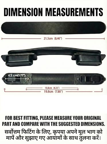 Image of Premium Luggage Handle Replacement for Trolley Bag, Black, 21.5cm Length, Includes Mounting Screws