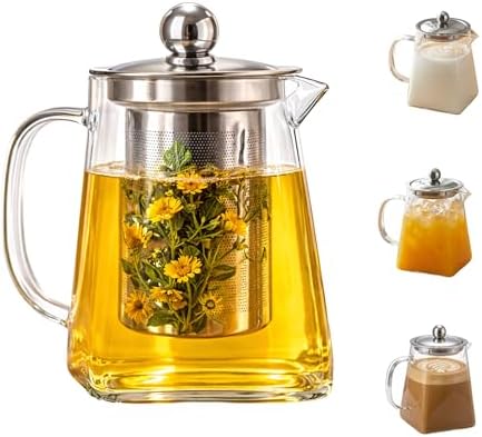 Chaleira de Vidro Borossilicato com Infusor Removível e Tampa em ...