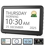 Roxicosly Digital Calendar Alarm Clocks,7" Dementia Clock for Elderly with 20 Custom Alarms 20 Reminders,12 Themes 9 Colors,10 Levels Auto Dimmer,18 Ringtones,Non-Abbreviated Day Date,HD Photo Frame