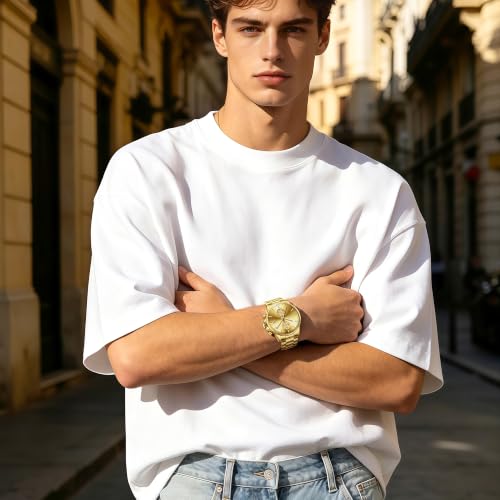Image of OPK Mens Chronograph Watch Stainless Steel Strap Date Display Luminous Waterproof Business Wrist Watch