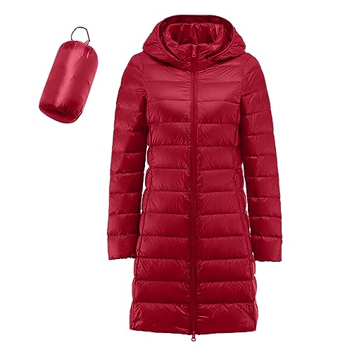Duohropke Chaqueta acolchada para mujer, ligera, longitud media, ultraligera, chaqueta de plumón, chaqueta de lluvia, chaqueta acolchada, abrigo de invierno, chaqueta de softshell, abrigo de plumas
